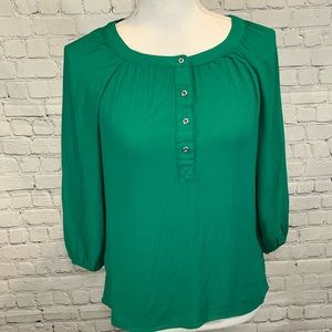 BANANA REPUBLIC Blouse 3/4 Sleeve Green-Small